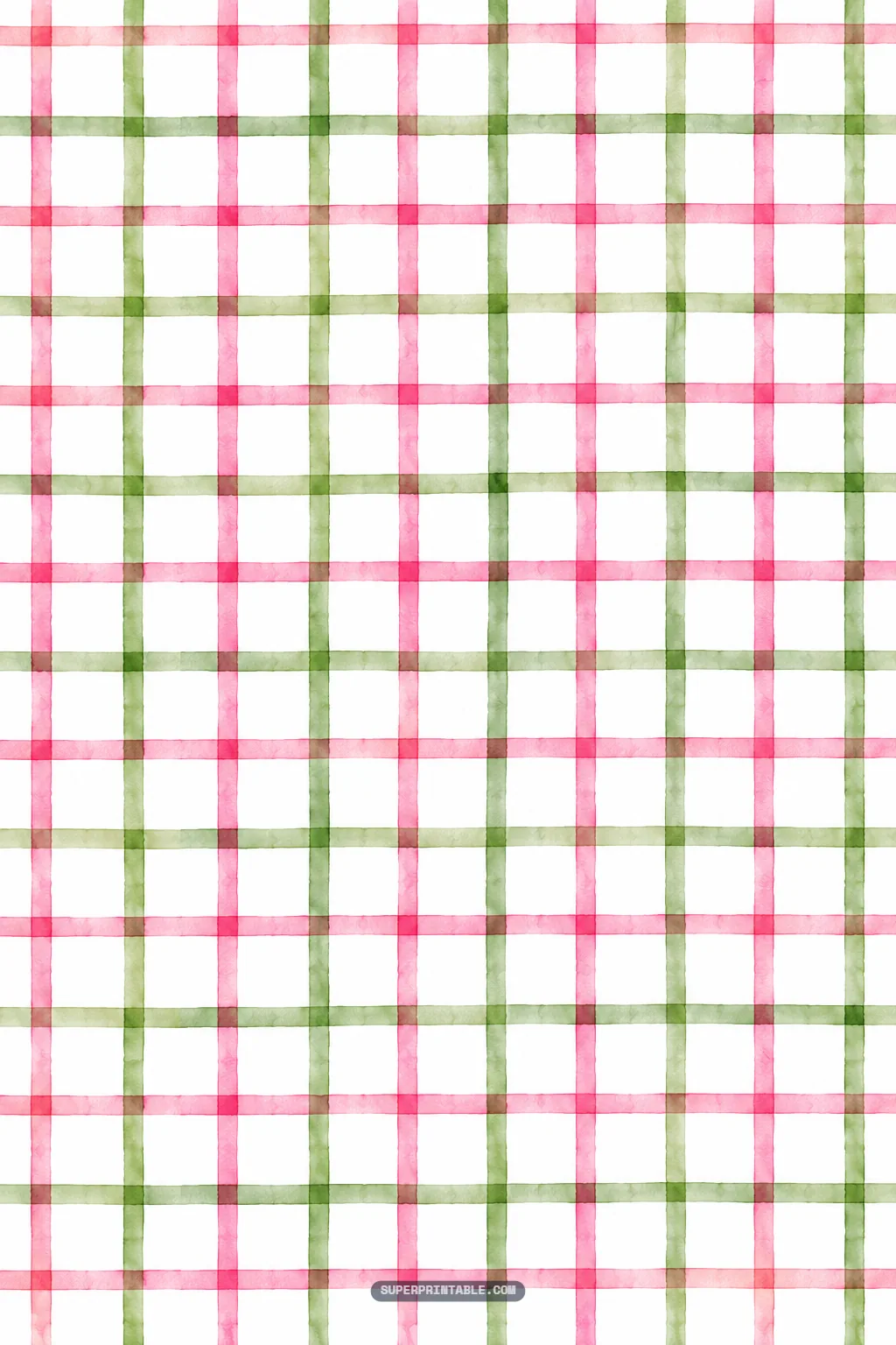 Dragon fruit digital papers coordinate featuring a light watercolor windowpane grid in pink and green.