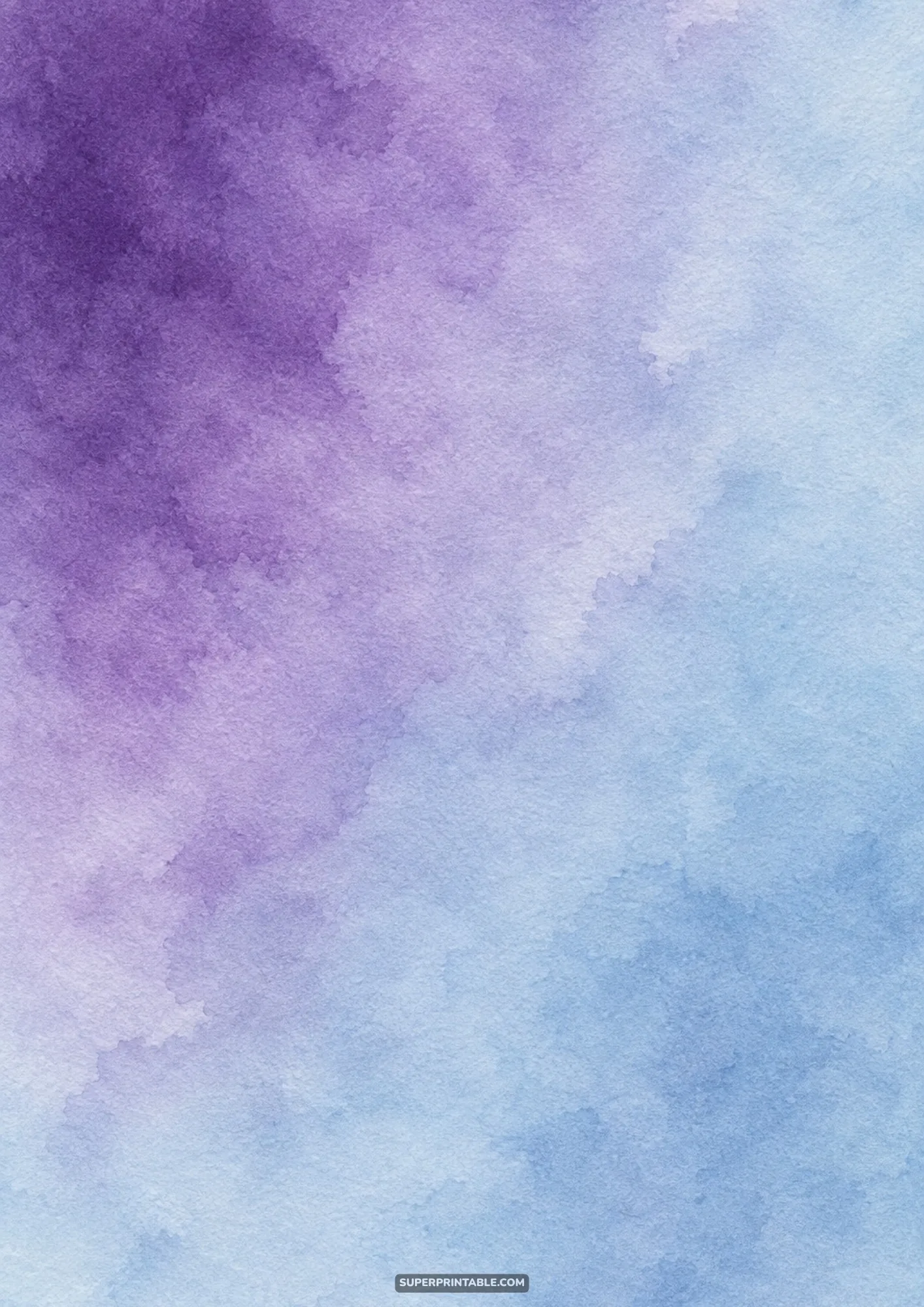 Rich purple watercolor wash fades smoothly into a soft dusty blue paper background.