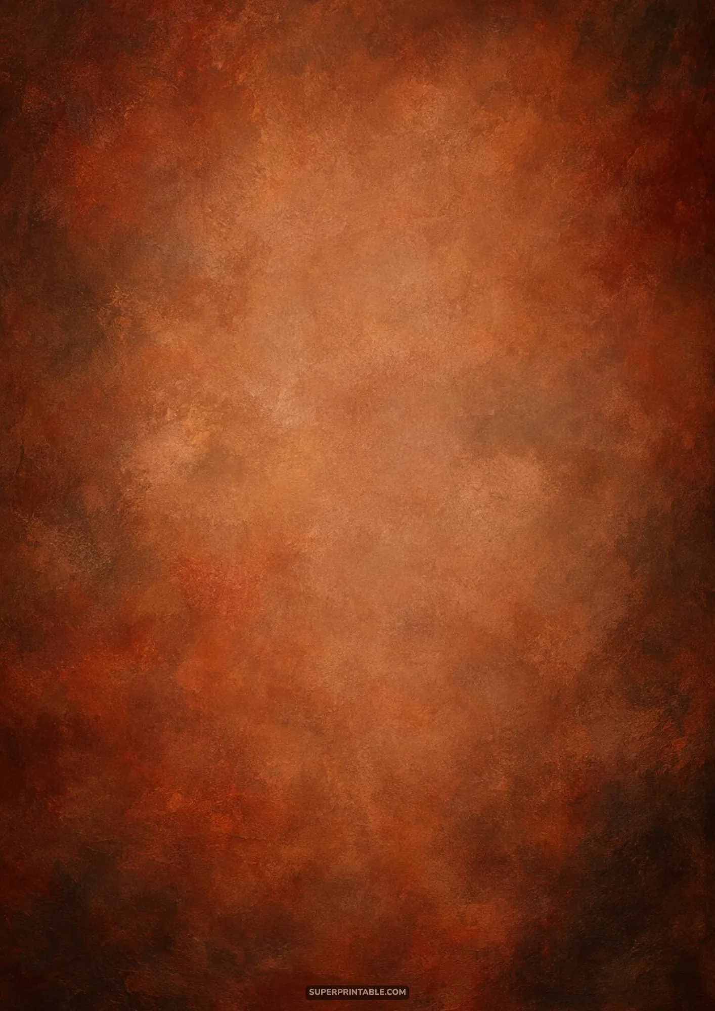 Vibrant terracotta rust and warm copper painted texture with soft center vignette.
