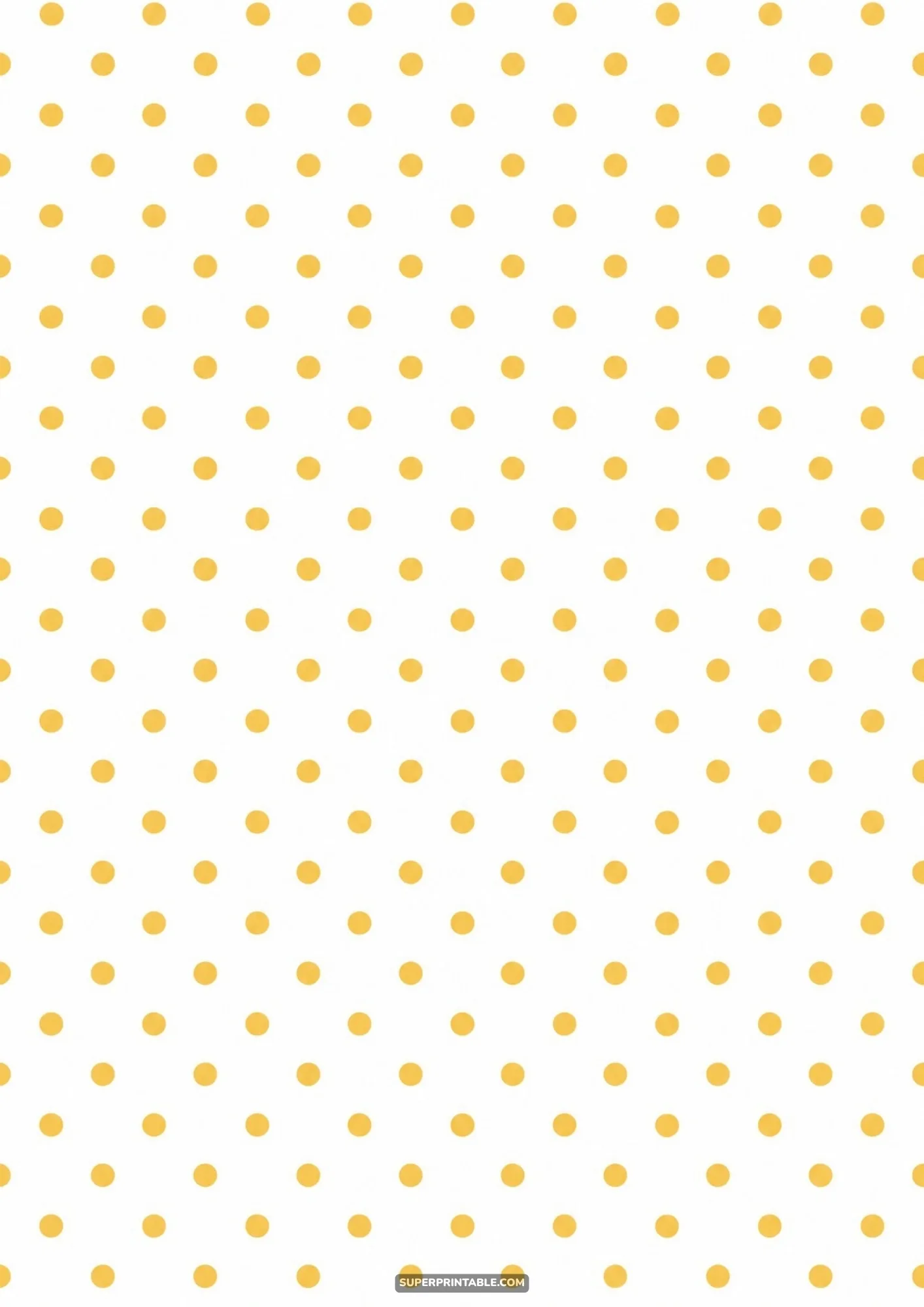 Bright golden yellow polka dot pattern evenly spaced on a clean white background
