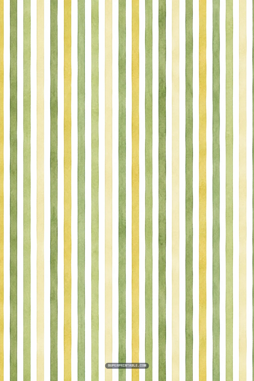 Hand-painted vertical watercolor stripes in olive green and warm yellow on a crisp white background.