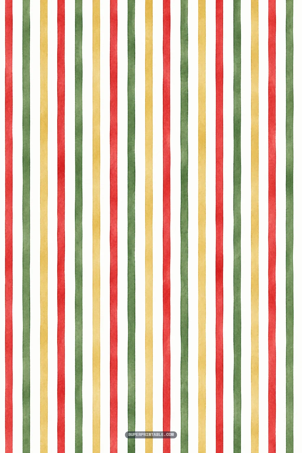 Watercolor vertical pinstripe seamless pattern in ruby red, olive green, and mustard gold