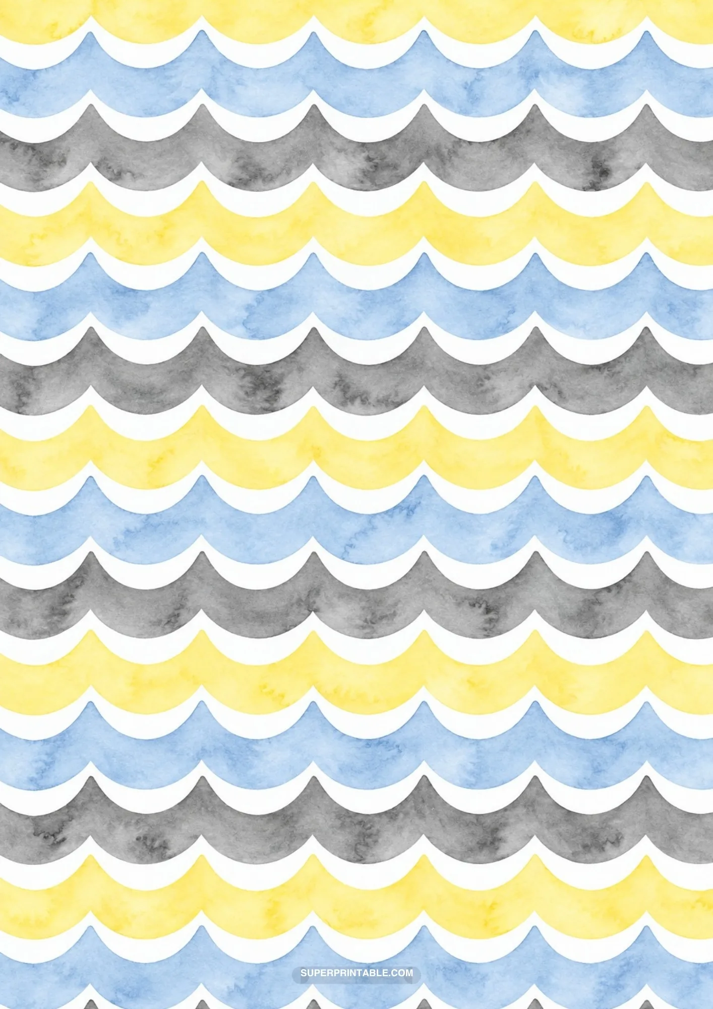 Honey powder blue papers featuring watercolor scalloped wave bands
