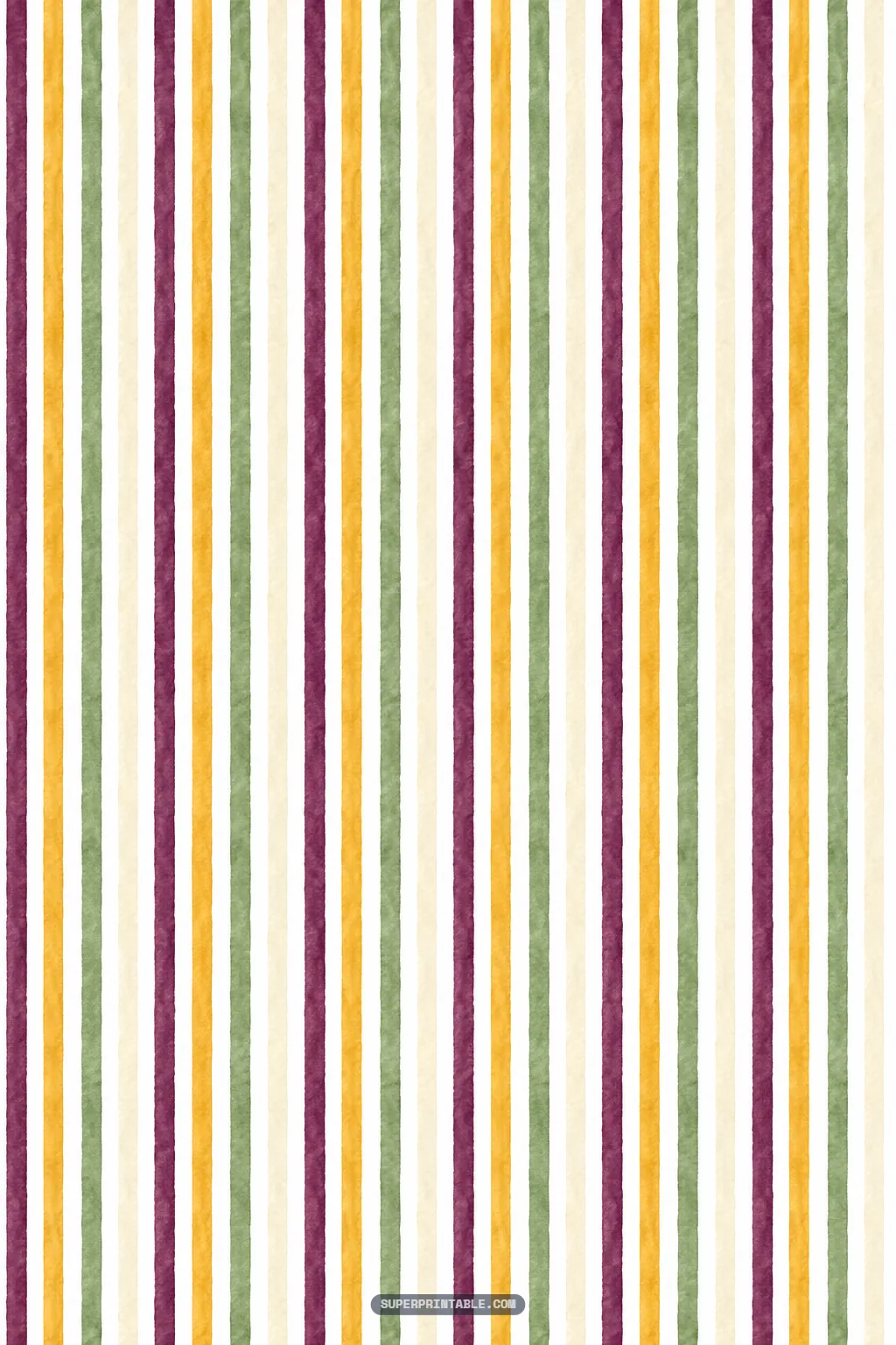 Hand-painted watercolor stripes in honey amber, deep plum purple, and sage green on a clean printable background