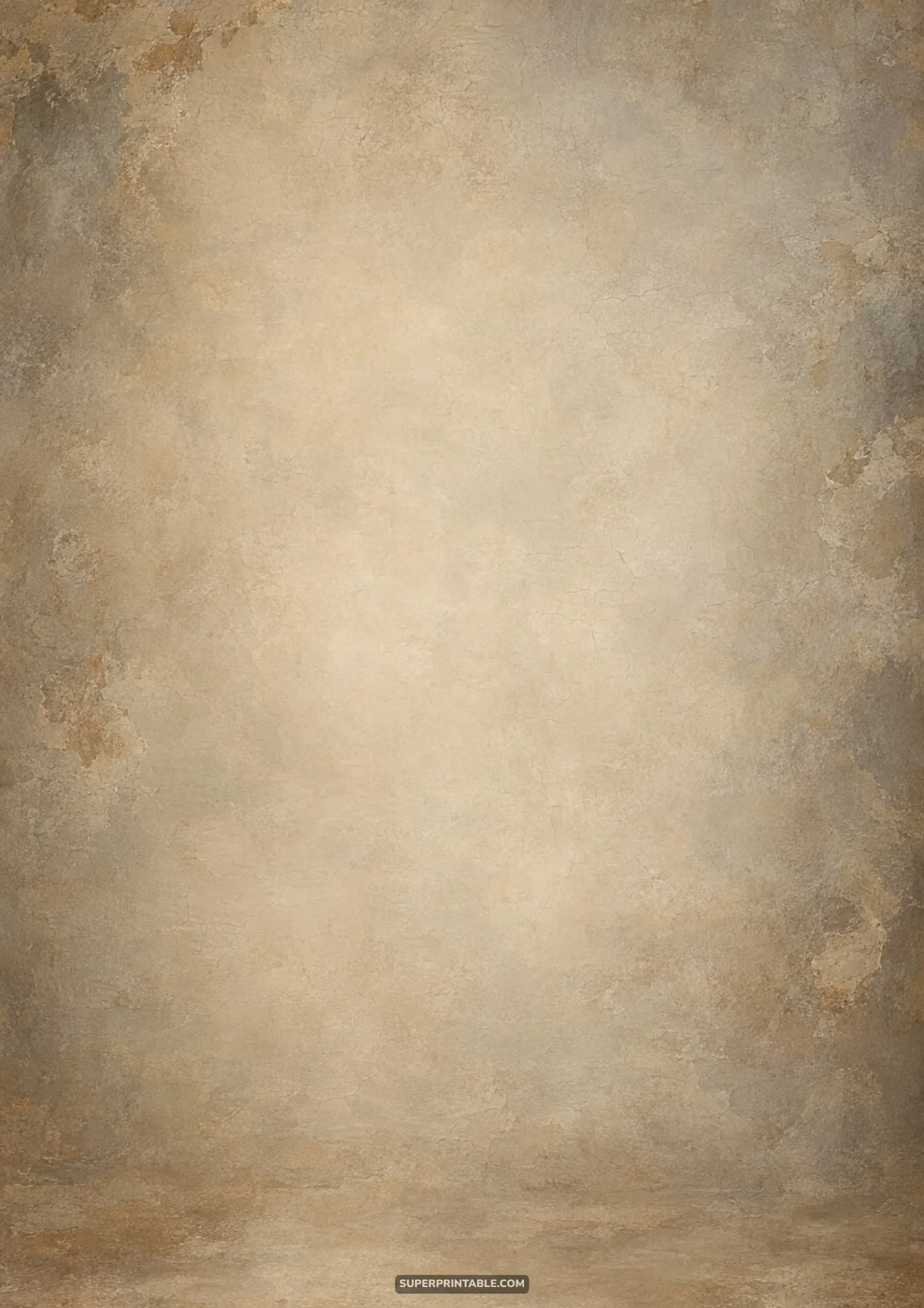 Weathered sandstone plaster wall texture with subtle cracks and warm taupe tones.