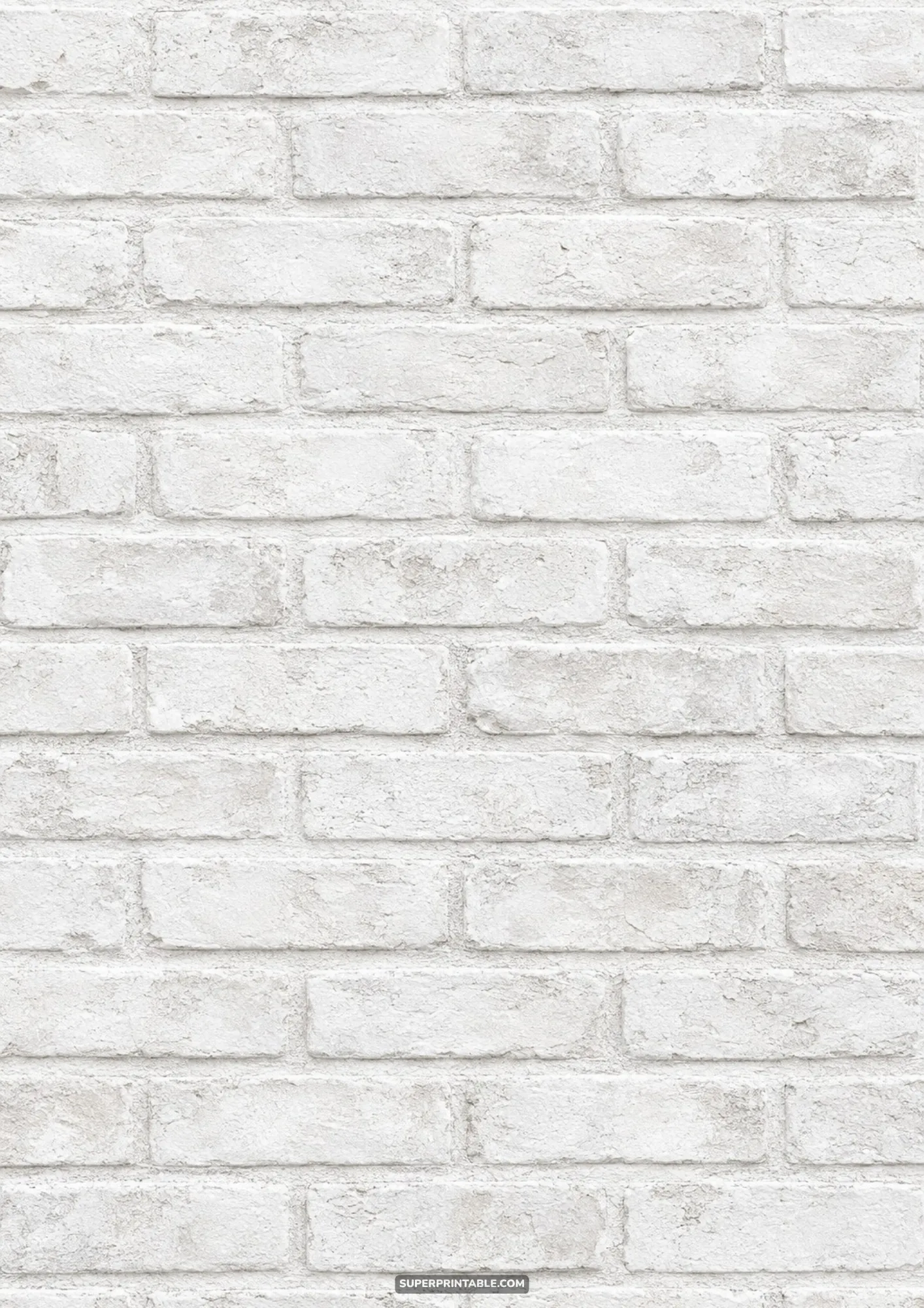 Weathered white painted brick wall with tactile mortar joints and subtle vintage distressing