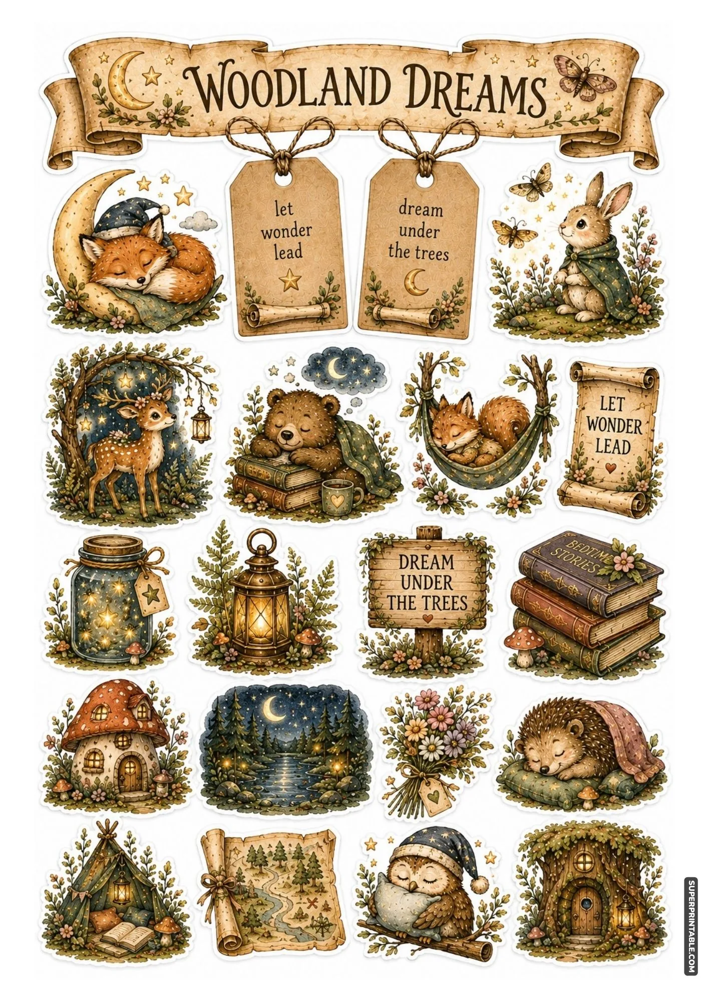 Adorable forest animals sharing flowers, berries, and kind messages in the woods.