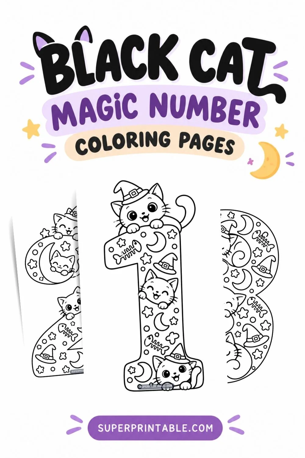 Black Cat Magic Number Coloring Pages Pinterest Image