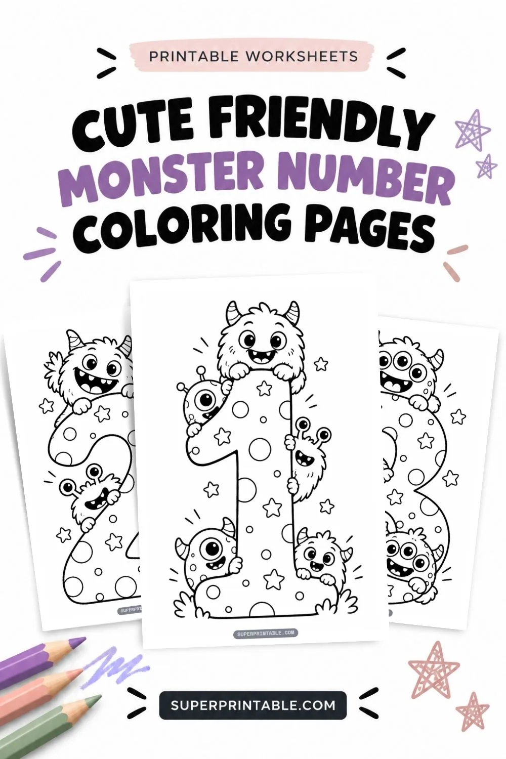 Cute Friendly Monster Number Coloring Pages Pinterest Image