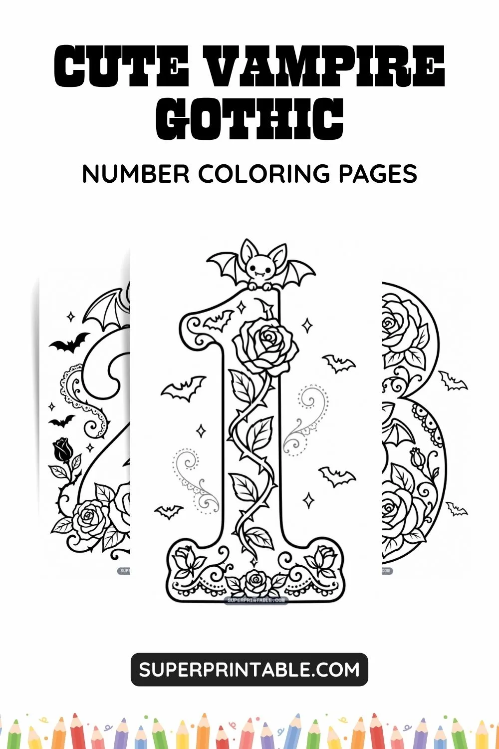 Cute Vampire Gothic Number Coloring Pages Pinterest Image