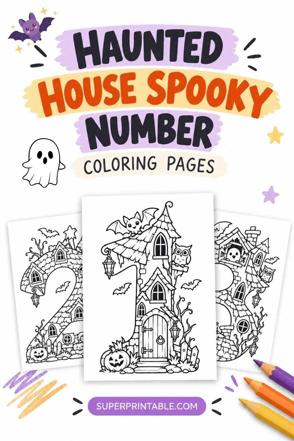 Haunted House Spooky Number Coloring Pages Pinterest Image