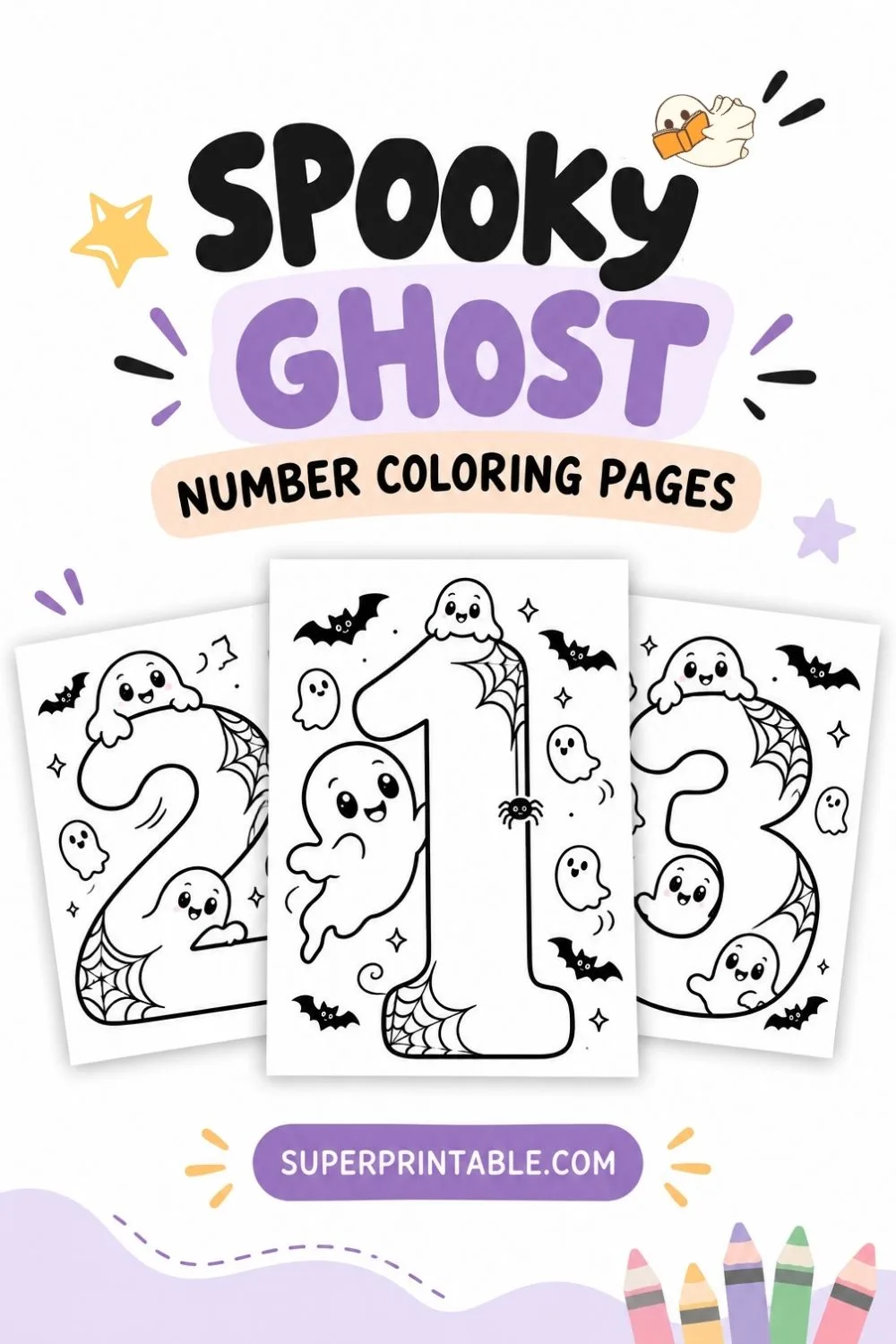 Spooky Ghost Number Coloring Pages Pinterest Image