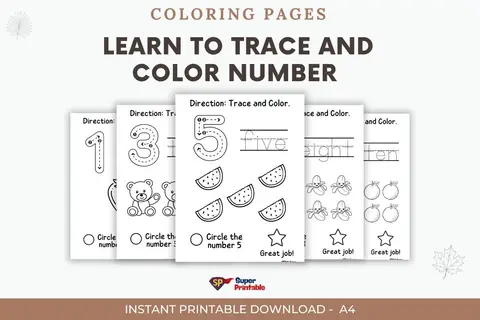 10 Free Learn to Trace and Color Number