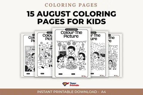 15 August Coloring Pages for Kids: Fun & Easy Independence Day Scenes