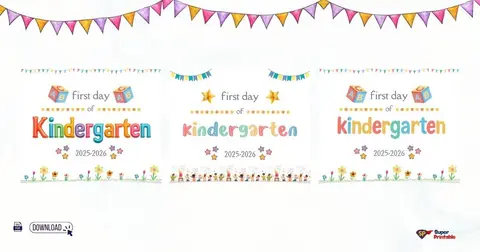 First Day of Kindergarten Sign 2025-2026 | Back to School Printable Photo Prop | Instant Digital Download