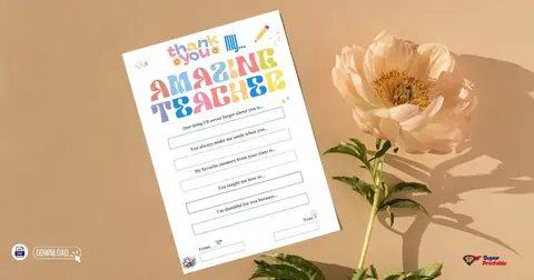 Free Teacher Appreciation Printable Letter Template: A4 Thank You Note for Teachers