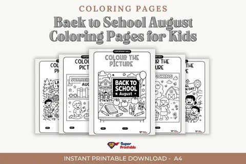 Back to School August Coloring Pages for Kids