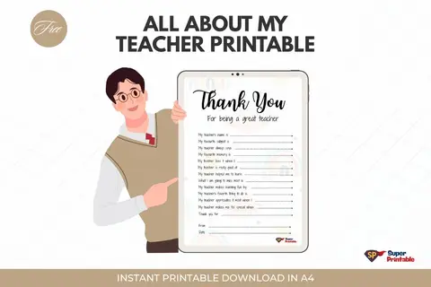 All About My Teacher Printable Template