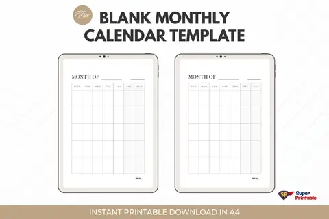 Blank Monthly Calendar Template