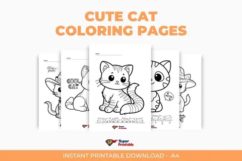 Cute Cat Coloring Pages - Printables for Kids
