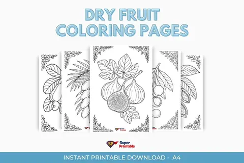 10 Dry Fruit Coloring Pages: Printables for Kids
