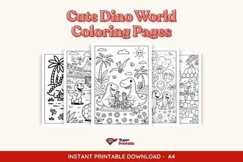 20 Cute Dino World Coloring Pages