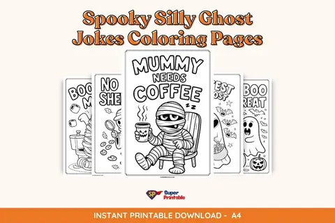 20 Spooky Silly Ghost Jokes Coloring Sheets