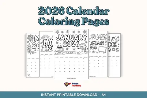 2026 Calendar Coloring Pages