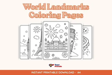 22 World Landmarks Coloring Pages for Kids