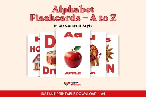 Alphabet Flashcards: A to Z in 3D Colorful Style