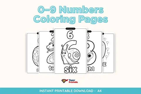 0–9 Numbers Coloring Pages: Printables for Kids