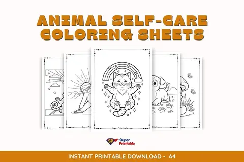 36 Animal Self-Care Coloring Sheets: Printables for Kids