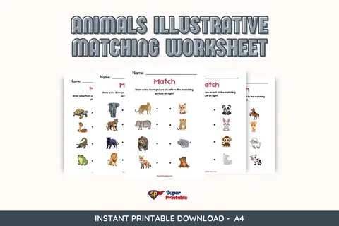 Animals Illustrative Matching Worksheet