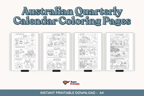Australian Quarterly Calendar Coloring Pages