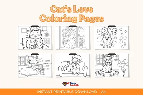 20 Cat's Love Coloring Pages