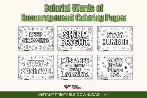 Colorful Words of Encouragement Coloring Pages