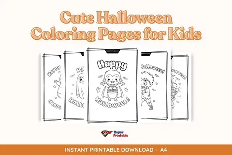 8 Cute Halloween Coloring Pages for Kids