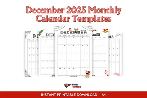 26 December 2025 Monthly Calendar Templates