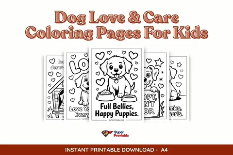 20 Dog Love & Care Coloring Pages For Kids