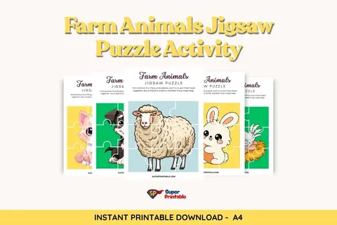 10+ Farm Animals Jigsaw Puzzle Activity