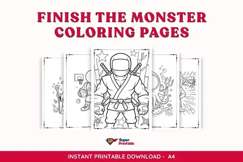 20 Finish the Monster Coloring Pages