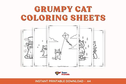 70 Funny Grumpy Cat Coloring Pages & Cat Lovers