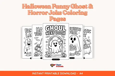 20+ Halloween Funny Ghost & Horror Joke Coloring Pages
