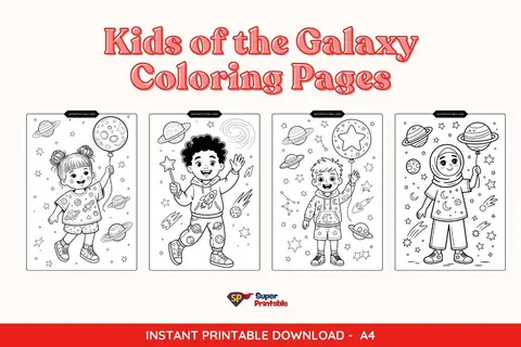 Kids of the Galaxy Coloring Pages