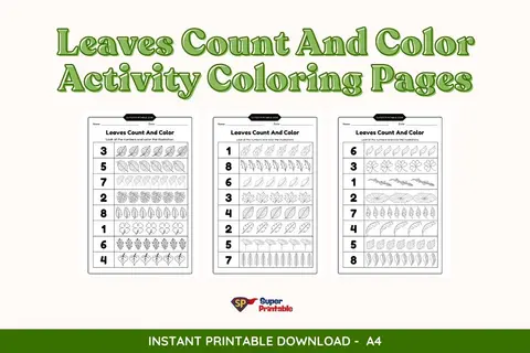 Leaves Count And Color Activity Coloring Pages