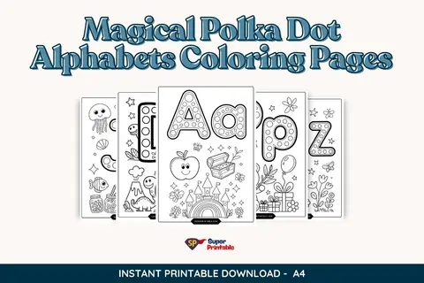 Magical Polka Dot Alphabets Coloring Pages