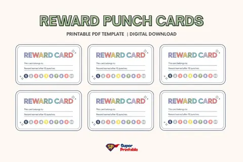 Reward Punch Cards For Kids