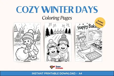 10+ Cozy Winter Days Coloring Pages Feature Image