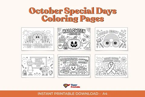 10+ October Special Days Coloring Pages
