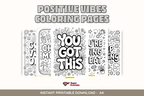 10 Positive Vibes Coloring Pages Feature Image